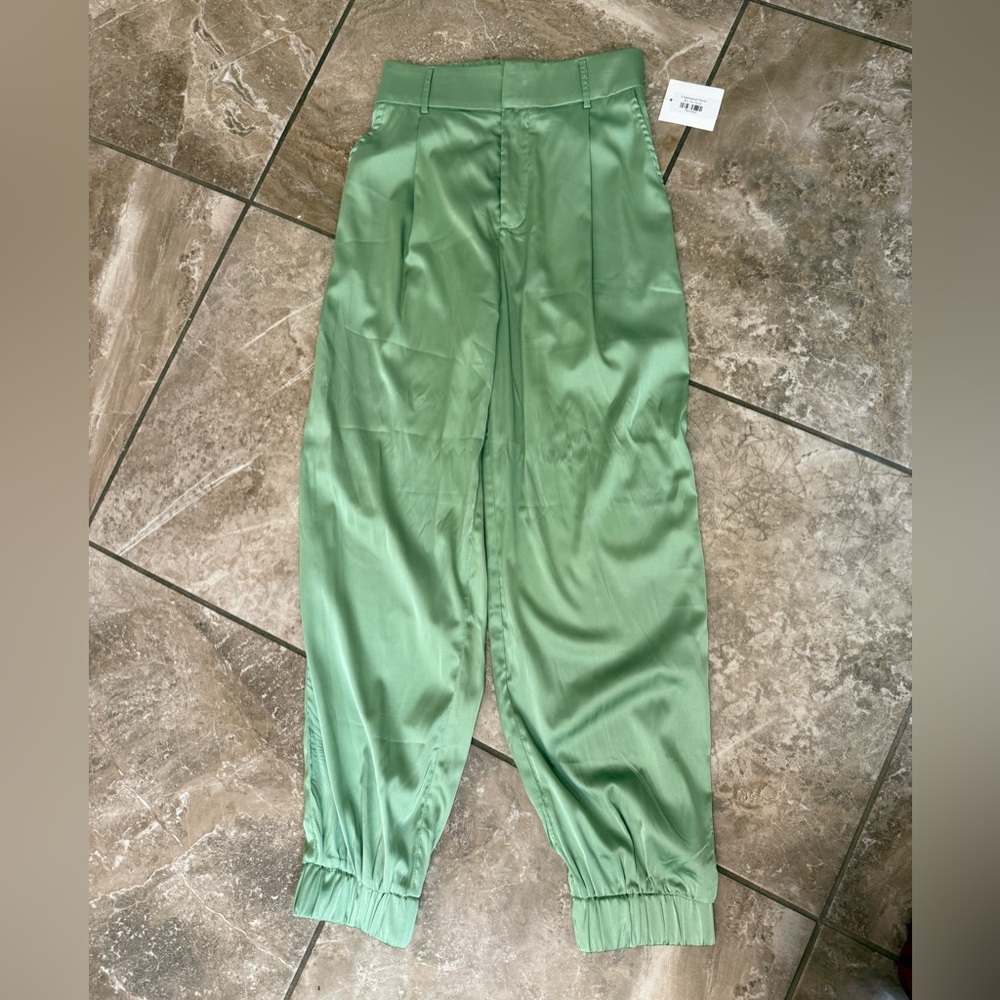 Stylish Green Satin Pants